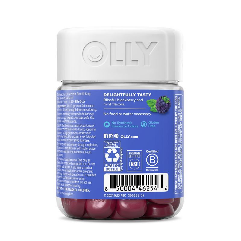 slide 8 of 9, OLLY Extra Strength Sleep Gummies with 5mg Melatonin - Blackberry Zen - 50ct, 5mg, 50 ct