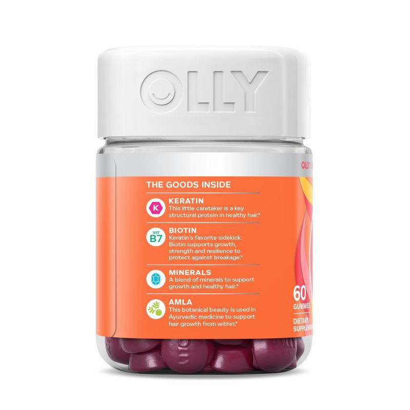 slide 5 of 5, OLLY Heavenly Hair Supplement Gummies with Keratin, Amla, Biotin & Minerals - 60ct, 60 ct