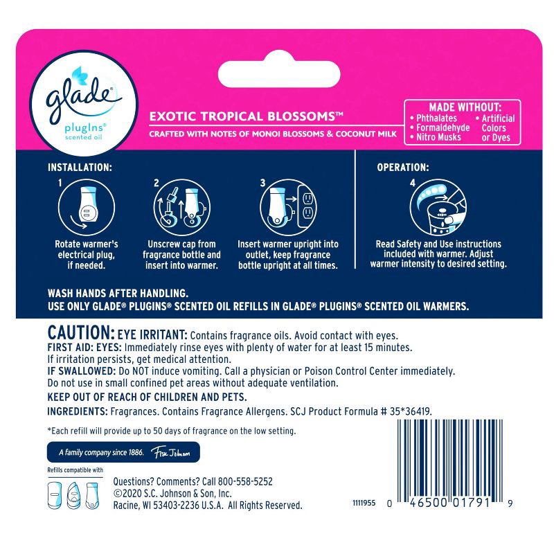 slide 3 of 13, Glade PlugIns Scented Oil Air Freshener Refills - Exotic Tropical Blossoms - 3.35oz/5pk, 5 ct; 3.35 oz