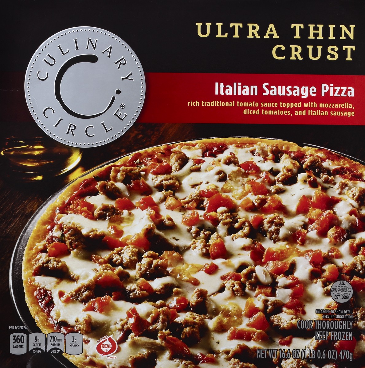 slide 5 of 6, Culinary Circle Ultra Thin Crust Italian Sausage Pizza, 16.61 oz