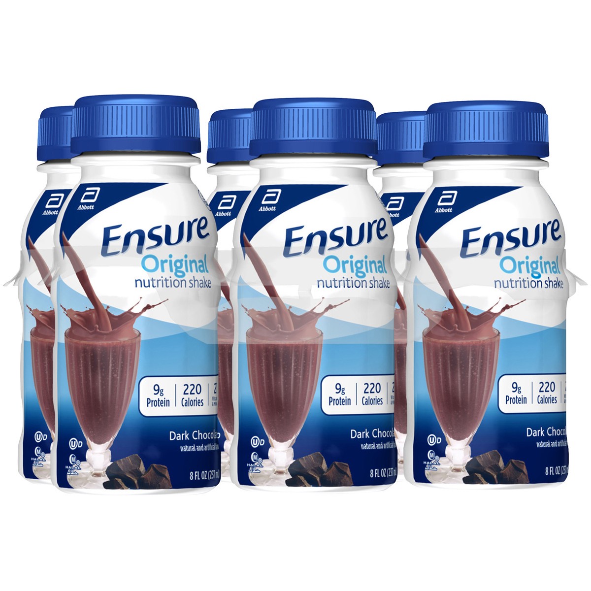 slide 8 of 9, Ensure Original Nutrition Shake with 9 grams of protein, Meal Replacement Shakes, Dark Chocolate, 8 fl oz, 6 Count, 6 ct; 8 fl oz