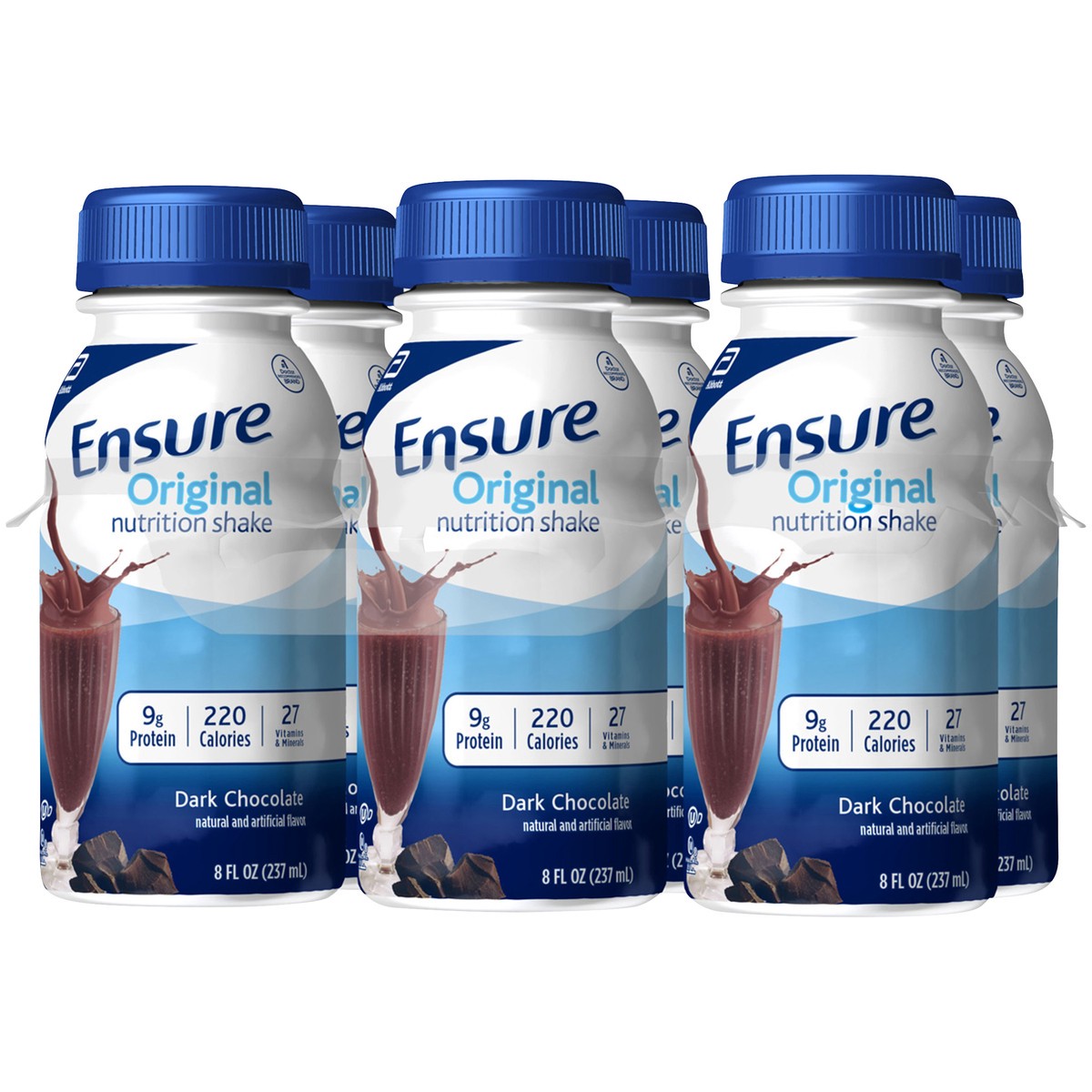 slide 7 of 9, Ensure Original Nutrition Shake with 9 grams of protein, Meal Replacement Shakes, Dark Chocolate, 8 fl oz, 6 Count, 6 ct; 8 fl oz