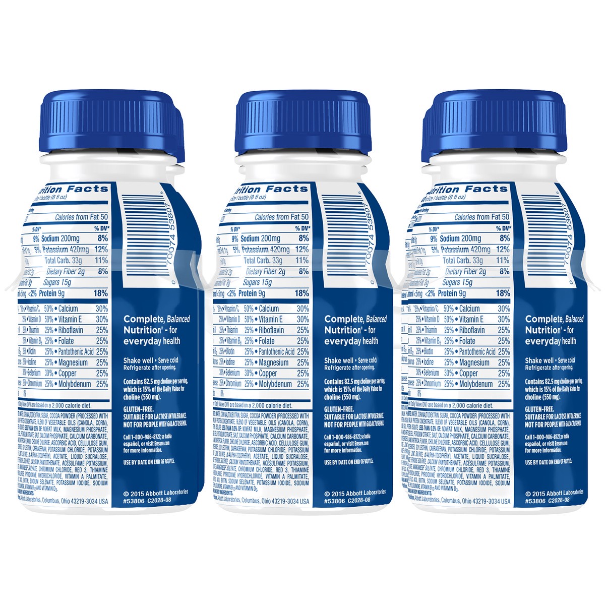 slide 3 of 9, Ensure Original Nutrition Shake with 9 grams of protein, Meal Replacement Shakes, Dark Chocolate, 8 fl oz, 6 Count, 6 ct; 8 fl oz