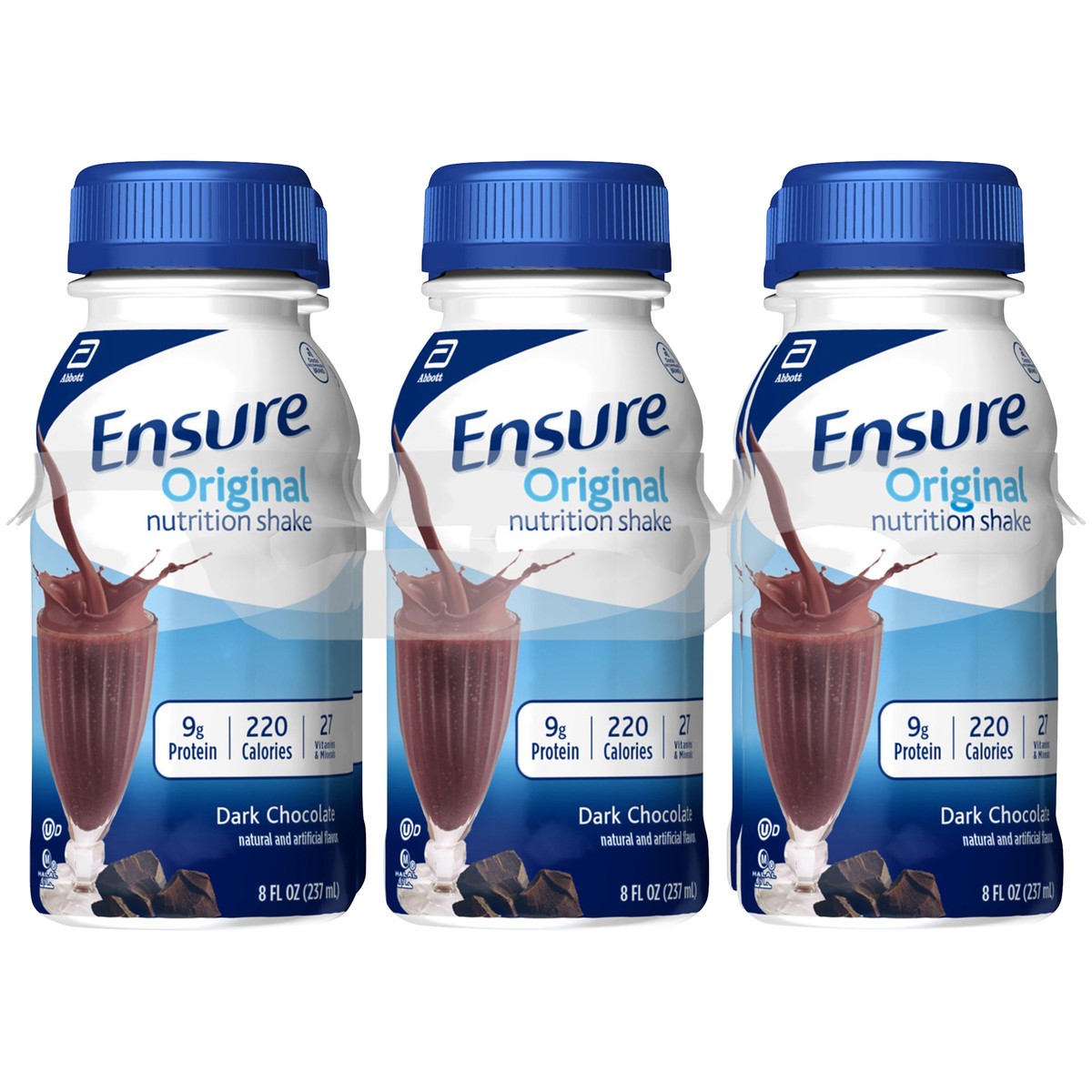 slide 6 of 9, Ensure Original Nutrition Shake with 9 grams of protein, Meal Replacement Shakes, Dark Chocolate, 8 fl oz, 6 Count, 6 ct; 8 fl oz
