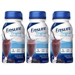 Ensure Original Nutrition Shake with 9 grams of protein, Meal Replacement Shakes, Dark Chocolate, 8 fl oz, 6 Count