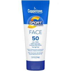 Coppertone Sport Mineral Sunscreen Lotion, Face, Broad Spectrum SPF 50, 2.5 fl oz