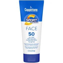 Coppertone Sport Mineral Sunscreen Lotion, Face, Broad Spectrum SPF 50, 2.5 fl oz