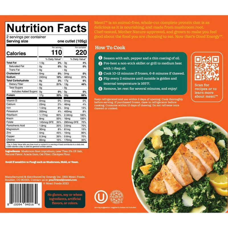 slide 2 of 2, Eat Meati Animal-Free Mushroom Root Classic Cutlets 2 ea, 7.4 oz