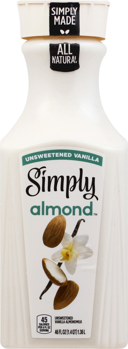 slide 9 of 10, Simply Almond Unsweetened Vanilla Bottle, 46 fl oz, 46 fl oz