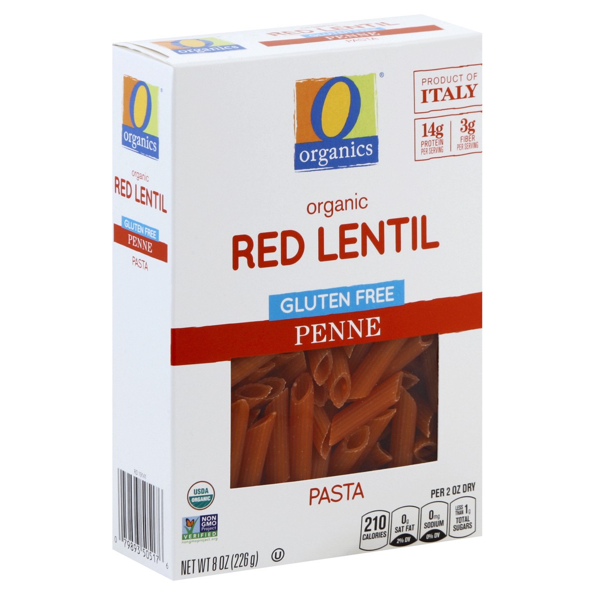 slide 2 of 7, O Orgnc Pasta Penne Red Lentil, 8 oz