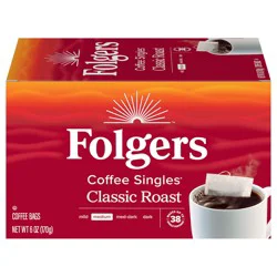 Folgers Coffee Singles Classic Roast Coffee Bags, 38 Count