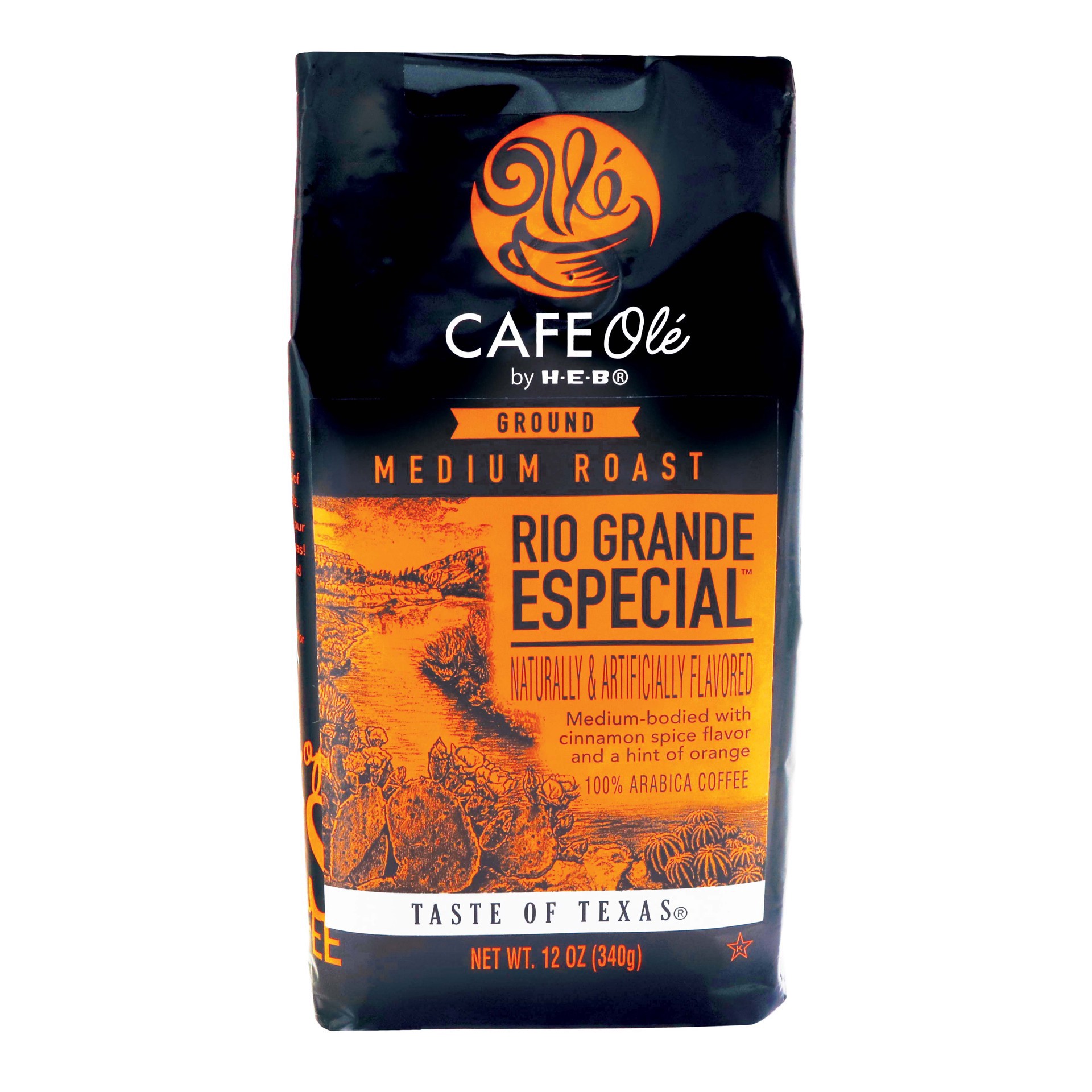 slide 1 of 1, H-E-B Cafe Ole Rio Grande Especial Medium Roast Ground Coffee - 12 oz, 12 oz