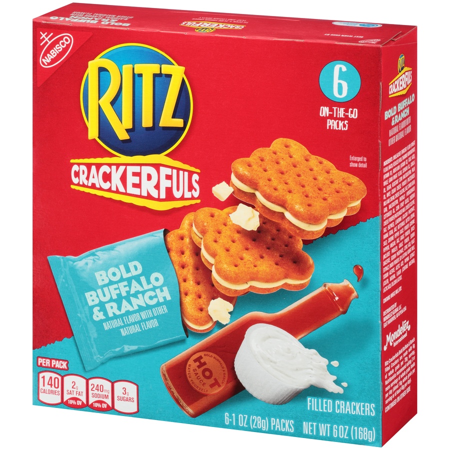 slide 3 of 8, Ritz Crackerfuls Bold Buffalo & Ranch Filled Crackers, 6 oz
