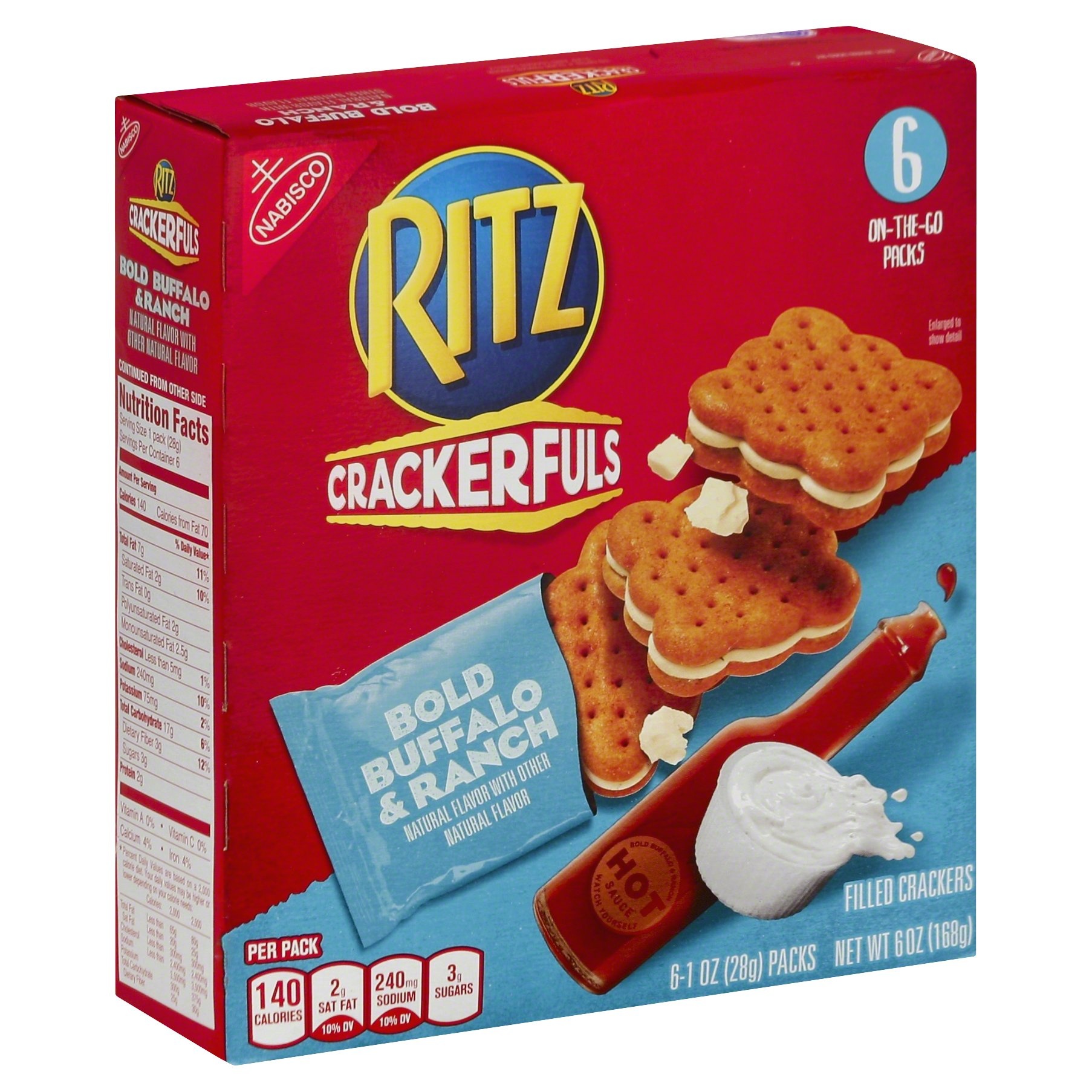 slide 1 of 8, Ritz Crackerfuls Bold Buffalo & Ranch Filled Crackers, 6 oz