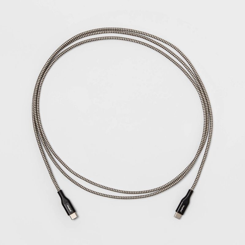 slide 3 of 3, 2-Port USB-A USB-C Wall Charger with 6' USB-C to USB-C Braided Cord - heyday™ Matte Black: Apple iPhone iPad Compatible, 1 ct