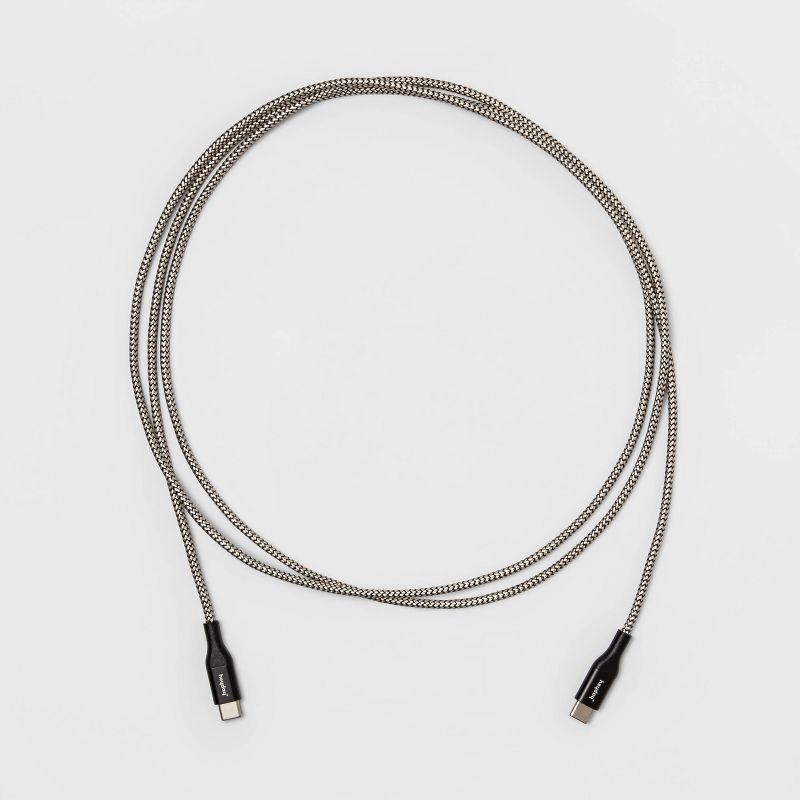 slide 3 of 3, USB Car Charger with 6' USB-C to USB-C Braided Cable - heyday™ Matte Black: 15.5W Output, 1 ct