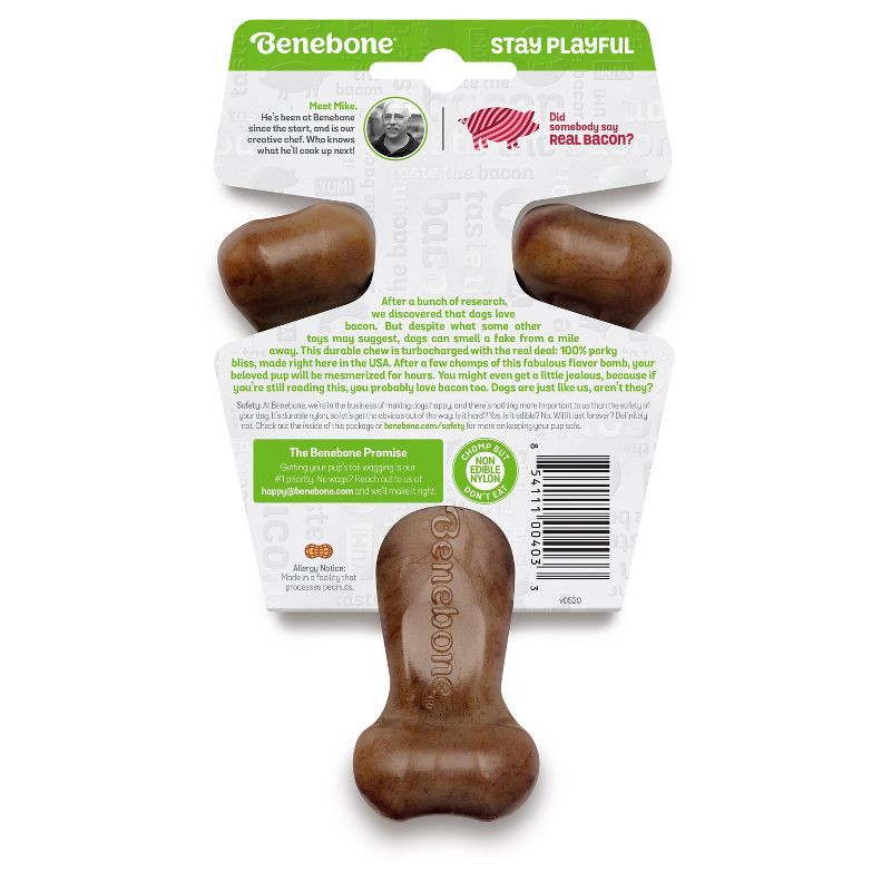 slide 6 of 6, Benebone Wishbone Dog Chew Toy - Bacon - S, 1 ct