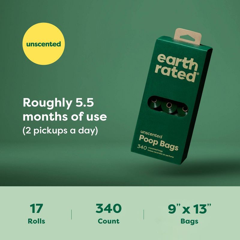 slide 3 of 6, Earth Rated Unscented Dog Waste Disposal Bags Refill Rolls - 340ct, 340 ct