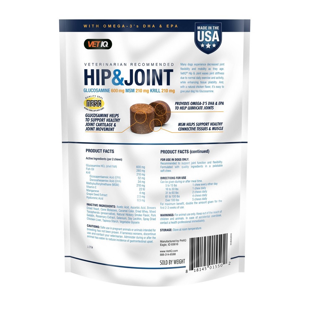 slide 2 of 2, VetIQ Hip & Joint Chewable Supplement For Dogs - Chicken Flavor - 90ct, 90 ct