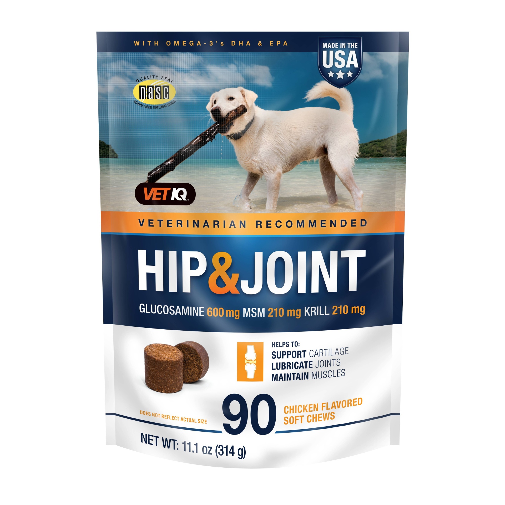 slide 1 of 2, VetIQ Hip & Joint Chewable Supplement For Dogs - Chicken Flavor - 90ct, 90 ct