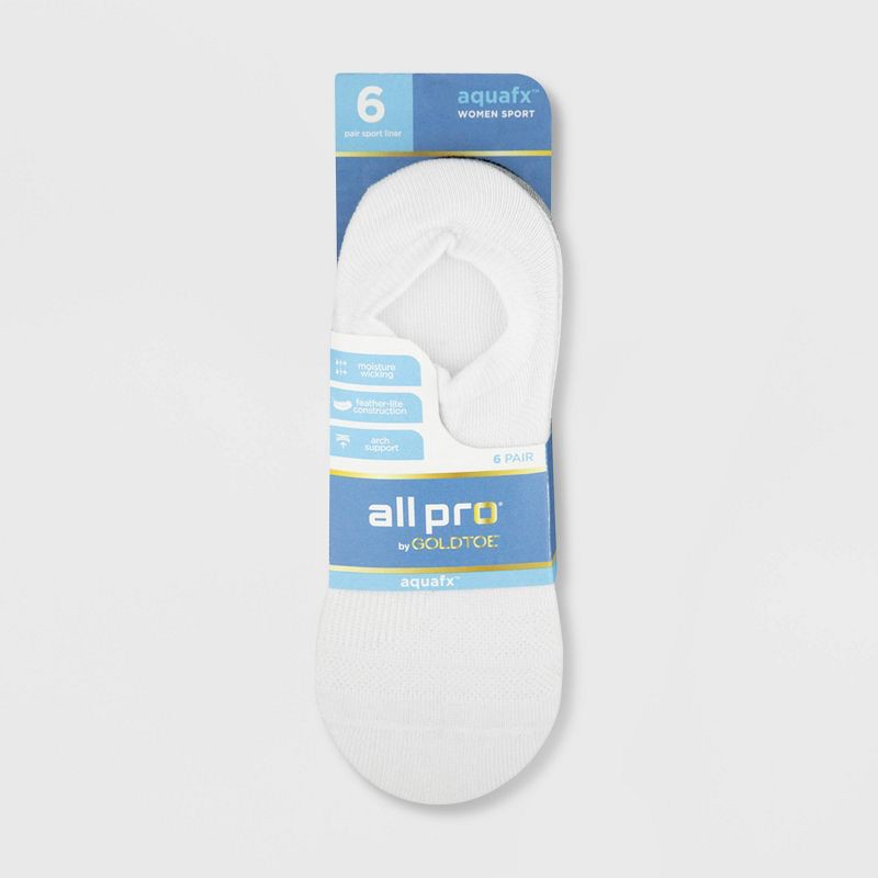 slide 2 of 3, All Pro Women's Perfect Heel Forming Fit 6pk Liner Socks - White/Gray/Black 4-10: Moisture Wicking, Arch Support, 6 ct