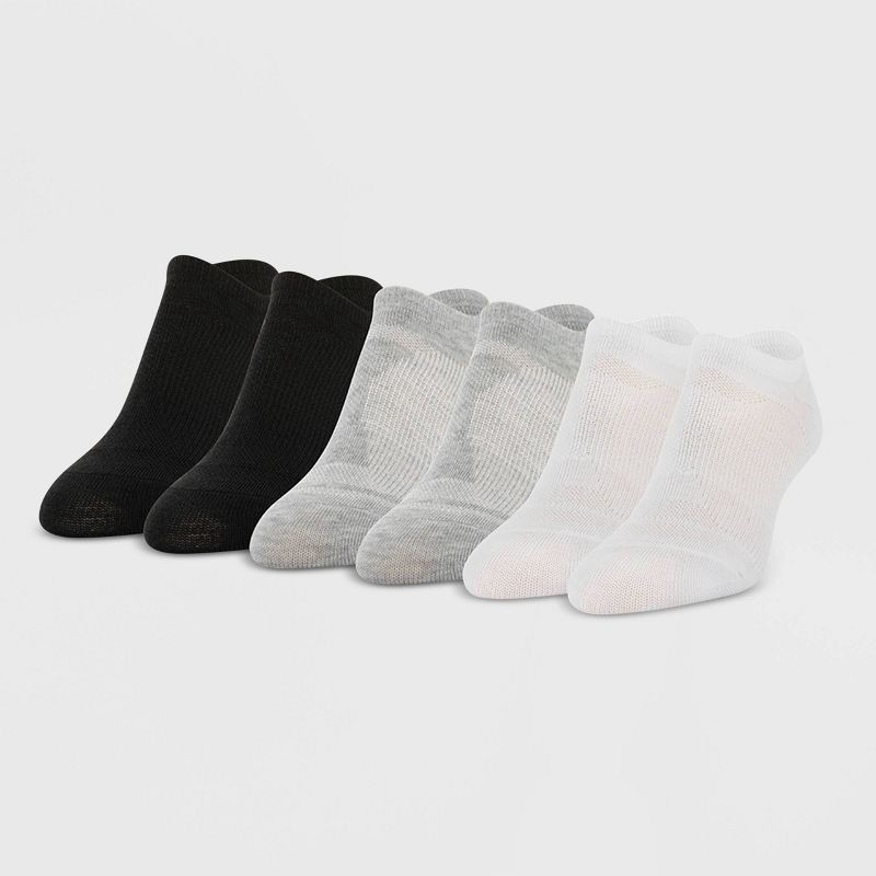 slide 1 of 3, All Pro Women's Perfect Heel Forming Fit 6pk Liner Socks - White/Gray/Black 4-10: Moisture Wicking, Arch Support, 6 ct