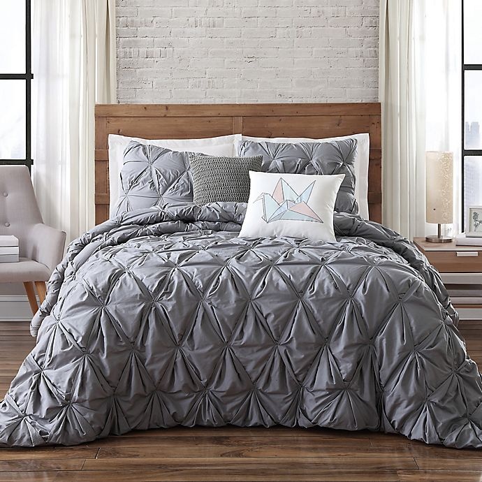 slide 2 of 5, Brooklyn Loom Jackson Pleat Twin XL Comforter Set - Grey, 1 ct