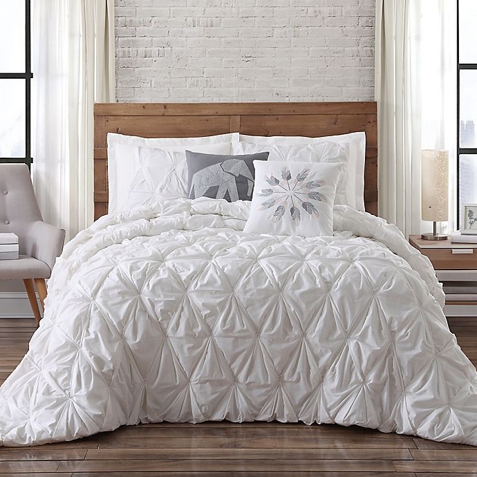 slide 2 of 5, Brooklyn Loom Jackson Pleat King Comforter Set - White, 1 ct