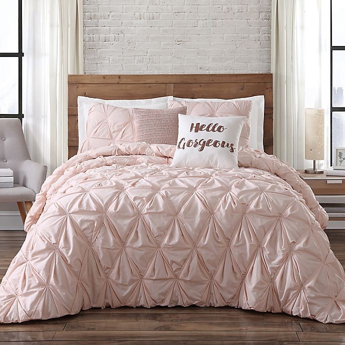 slide 2 of 5, Brooklyn Loom Jackson Pleat Twin Comforter Set - Blush, 1 ct