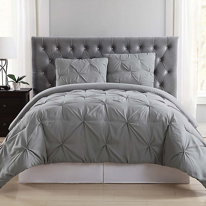 slide 1 of 3, Truly Soft Pleated Twin XL Comforter Set - Grey, 2 ct