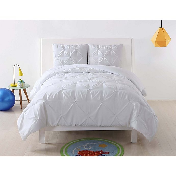 slide 1 of 5, My World Pleated Twin XL Duvet Cover Set - White, 1 ct