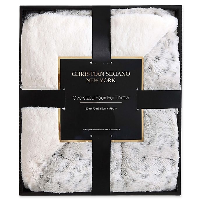 slide 1 of 1, Christian Siriano Leopard Faux Fur Throw Blanket - Grey, 1 ct