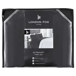 London Fog Solid Black Queen Sheet Set