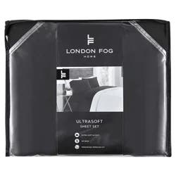 London Fog Solid Black Queen Sheet Set