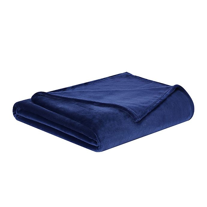 slide 2 of 2, Truly Soft Velvet Plush Full/Queen Blanket - Navy, 1 ct