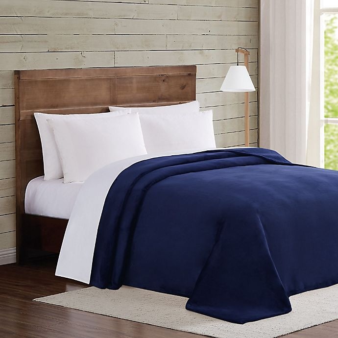 slide 1 of 2, Truly Soft Velvet Plush Full/Queen Blanket - Navy, 1 ct