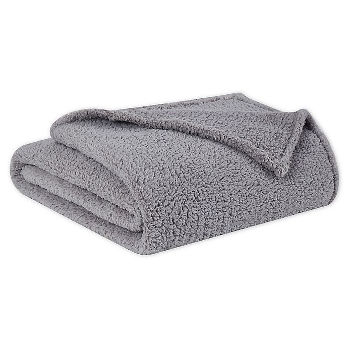 slide 1 of 3, Brooklyn Loom Marshmallow Sherpa Twin/Twin XL Throw Blanket inÂ Grey, 1 ct