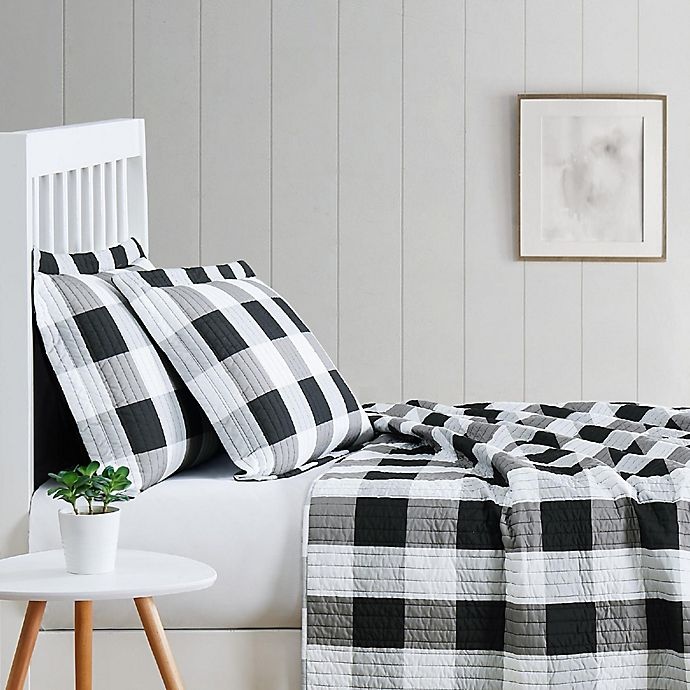 slide 4 of 4, Truly Soft Buffalo Check King Quilt Set - Black, 3 ct