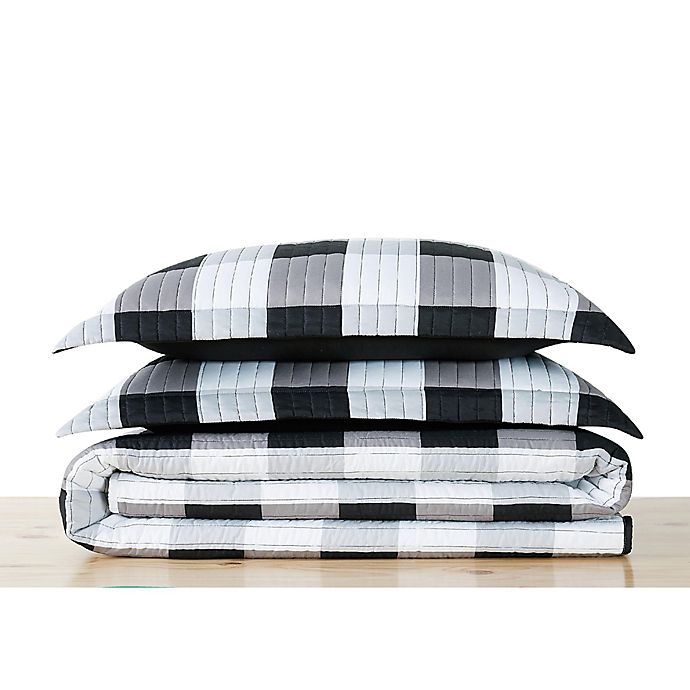 slide 3 of 4, Truly Soft Buffalo Check King Quilt Set - Black, 3 ct