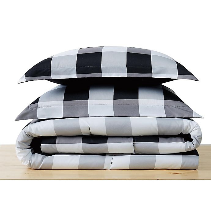 slide 3 of 3, Truly Soft Buffalo Check Full/Queen Duvet Cover Set - Black, 3 ct