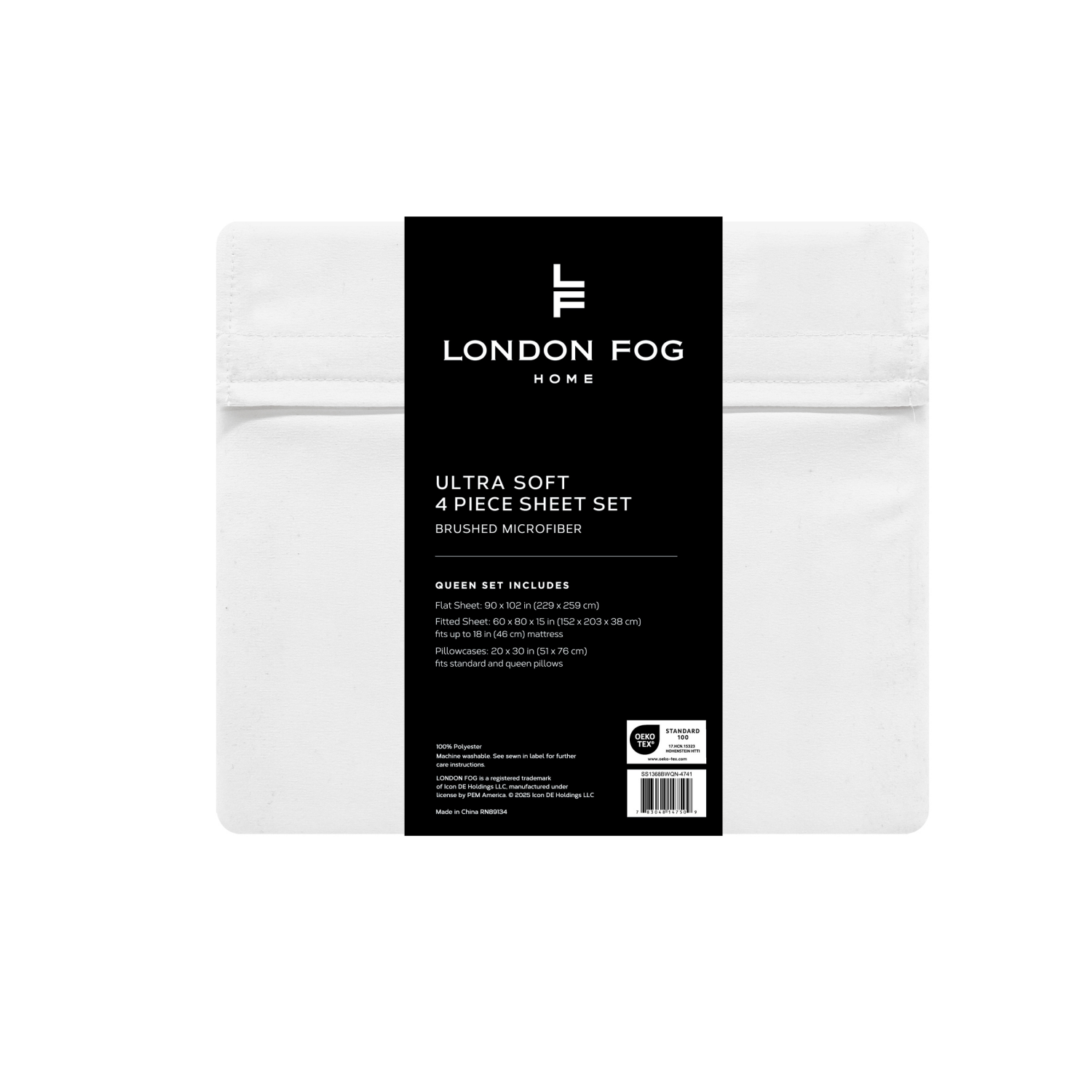 slide 2 of 4, London Fog Bright White Queen Sheet set, 1 ct