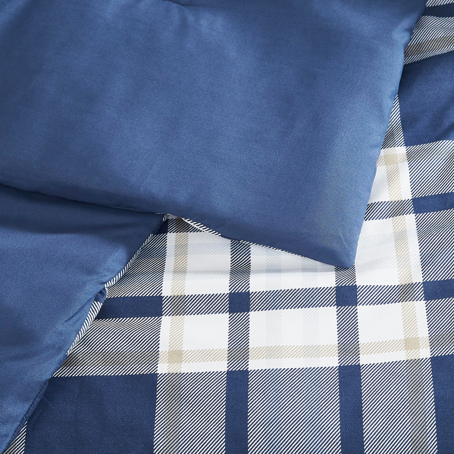 slide 2 of 5, London Fog 3pc Comforter Set F/Q Navy Plaid, 3 ct