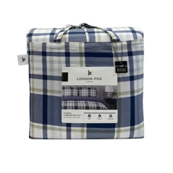 London Fog 3pc Comforter Set F/Q Navy Plaid