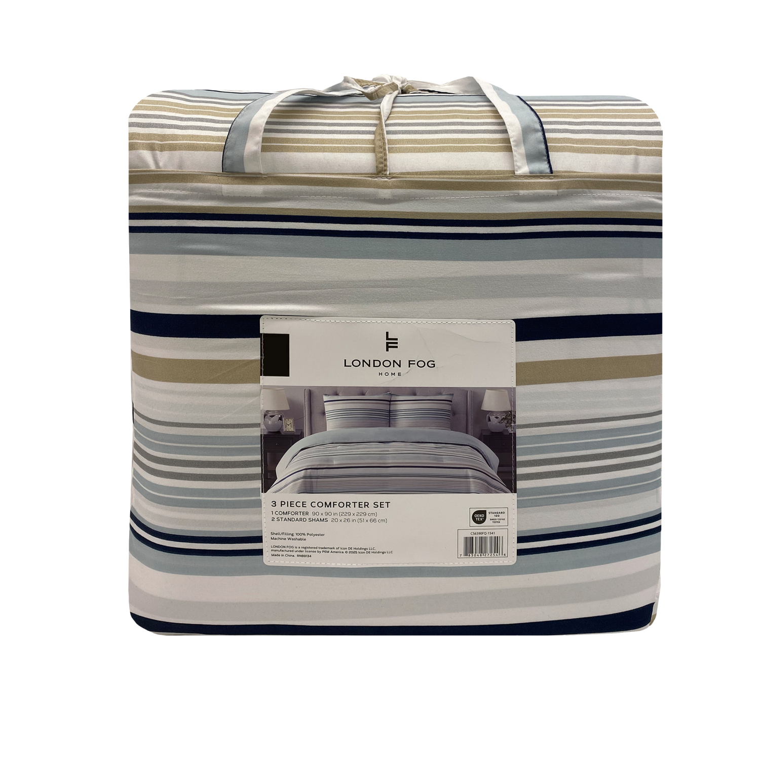 slide 2 of 4, London Fog Comforter Set, Twin, 2 Piece, Martha Stripe, 2 ct