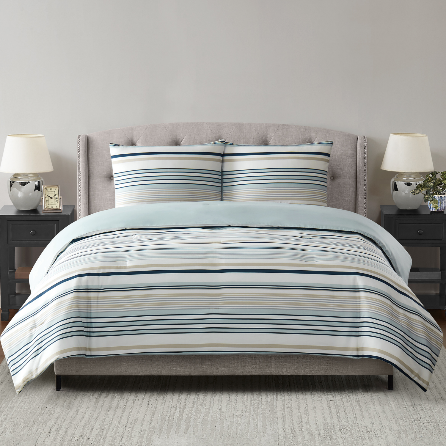 slide 3 of 4, London Fog Comforter Set, Twin, 2 Piece, Martha Stripe, 2 ct