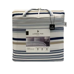 London Fog Comforter Set, King, 3 Piece, Martha Stripe