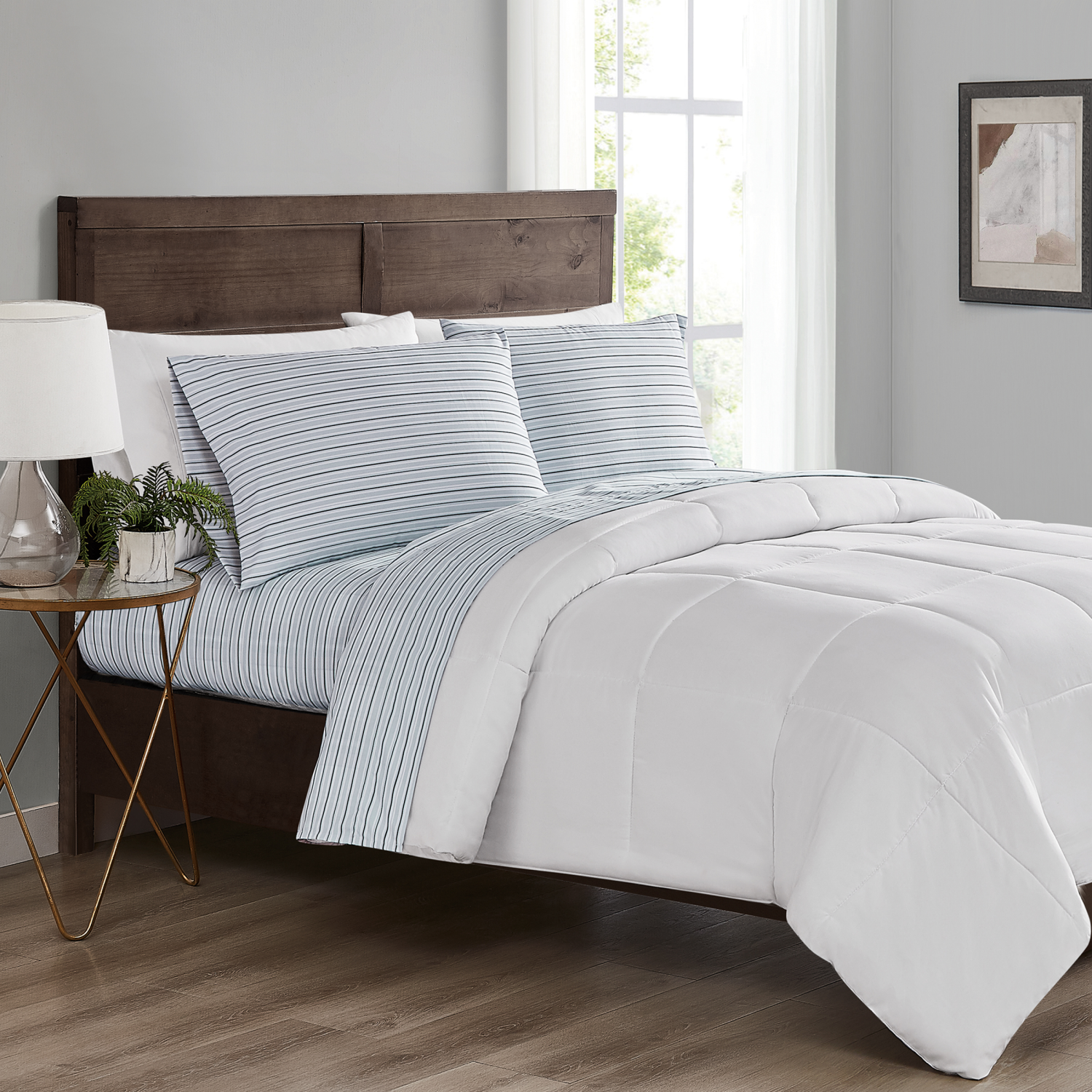 slide 3 of 4, London Fog Ultra Soft Sheet Set, Queen, 4 Piece, Edna Blue, 4 ct