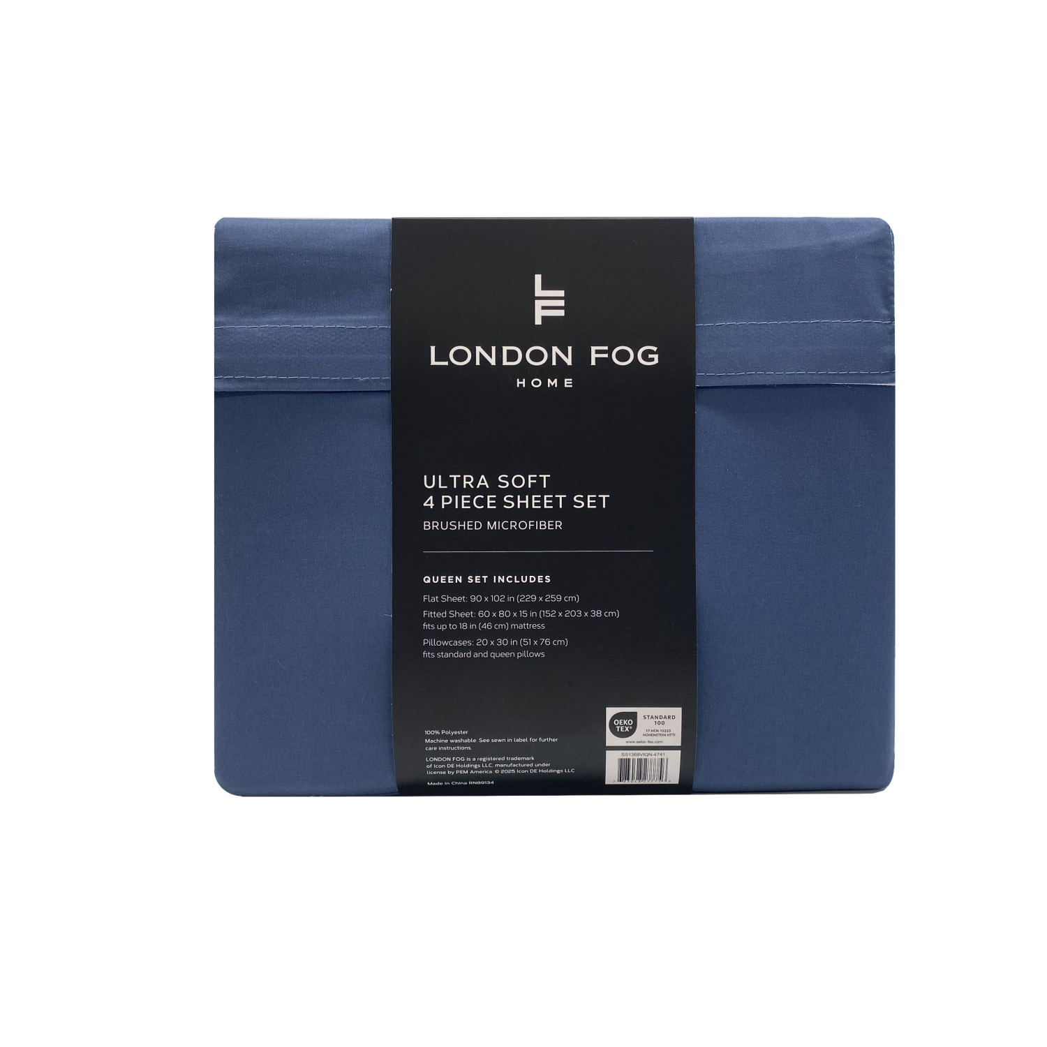 slide 2 of 4, London Fog Ultra Soft Sheet Set, King, 4 Piece, Vintage Indigo, 4 ct