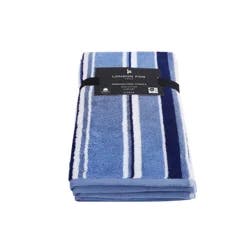 London Fog ,yarn-Dye Stripe Hand Towel, 16x28, 2pk, Blue