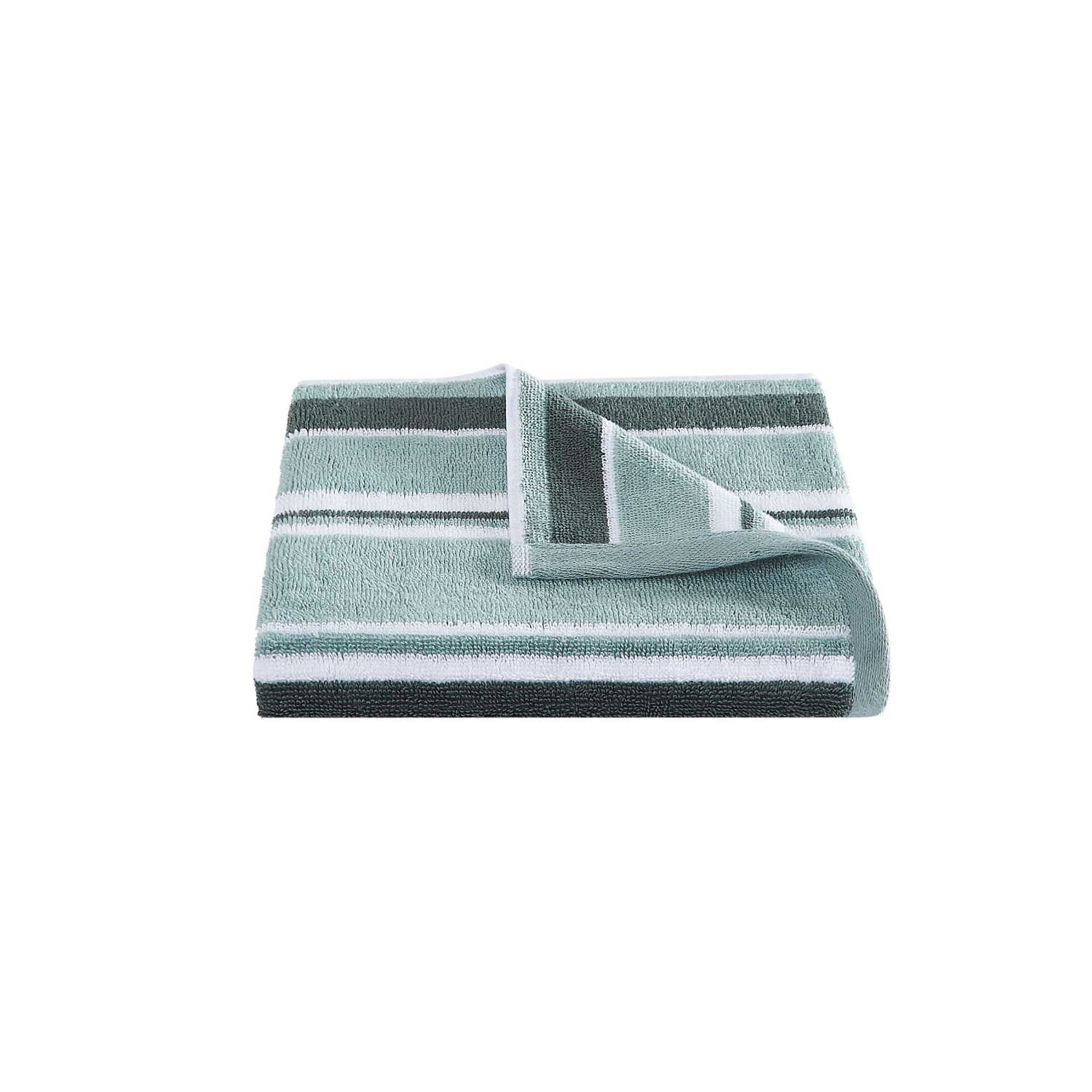 slide 2 of 2, London Fog, Yarn-Dye Stripe Hand Towel, 16x28, 2pk, Green, 2 ct